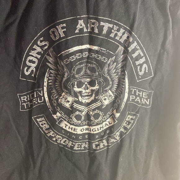 EUC Sons Of Arthritis  cut off sleeves denim black shirt - Picture 5 of 6